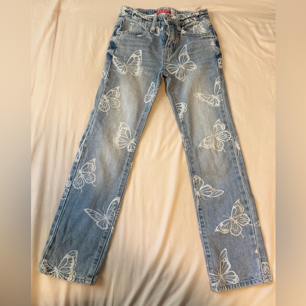 Butterfly Print Blue Jeans